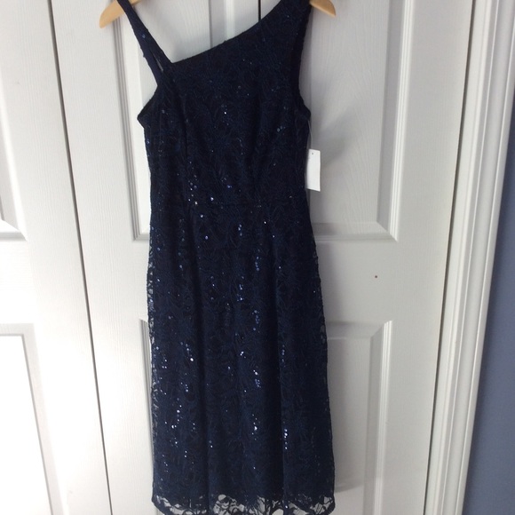 Blue lace with sequins AllOver Party dress 4 - Picture 4 of 6